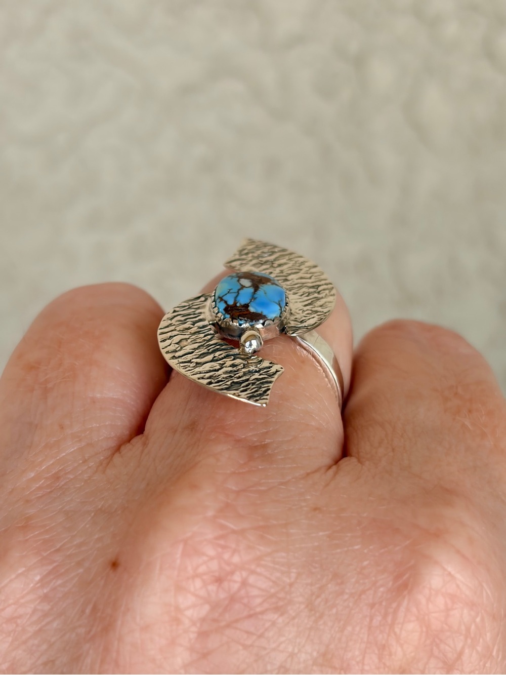 925 Sterling Silver Golden Hills Turquoise Stone Ring - Picture 6 of 11